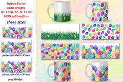 Mug sublimation bundle, 4 wrap designs for 11 oz, 12 oz, 15 oz mugs with decorated eggs, cute designs for Easter gift, Spring holiday ideas. Home decoration for Happy Easter