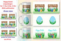 Mug sublimation bundle, 3 wrap designs for 11 oz, 12 oz, 15 oz mugs with decorated eggs, cute designs for Easter gift, Spring holiday. 