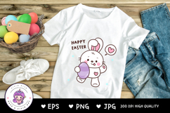 Easter Bunny clipart rabbit hug big easter egg kawaii animal Product Image 2