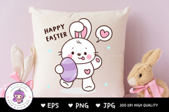 Easter Bunny clipart rabbit hug big easter egg kawaii animal Product Image 3