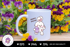 Easter Bunny clipart rabbit hug big easter egg kawaii animal Product Image 4