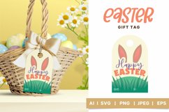 Happy Easter with Rabbit Ears Illustration Gift Tag Product Image 1