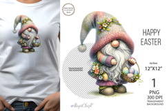 Easter Gnome| Gnome with Eggs flowers| Easter sublimation Product Image 1