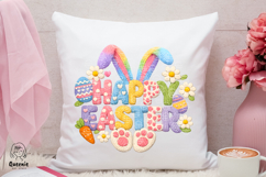 Happy Easter Bunny Ear Faux Yarn Spring Easter Egg Product Image 4