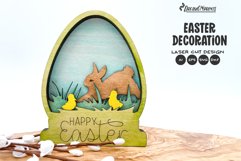 Happy Easter Laser Cut Design | Easter Bunny SVG Product Image 1