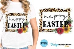 Happy Easter Leopard Floral Frame Easter Sublimation Shirt