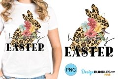 Happy Easter Leopard Print Bunny Easter Sublimation Tshirt