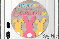 Happy Easter Sign SVG, Easter Door Hanger Svg Product Image 2