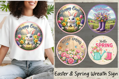 Happy Easter &amp; Spring Wreath Sign PNG Product Image 1