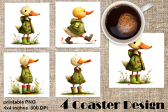 Happy Easter Square Coaster Sublimation. Funny duck Product Image 1