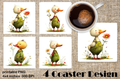 Happy Easter Square Coaster Sublimation. Funny duck Product Image 1