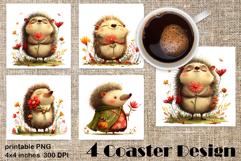 Happy Easter Square Coaster Sublimation. Funny hedgehog Product Image 1