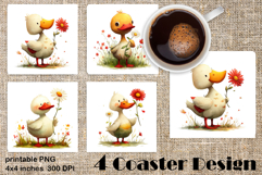 Happy Easter Square Coaster Sublimation. Funny duck Product Image 1