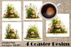 Happy Easter Square Coaster Sublimation. Funny bear Product Image 1