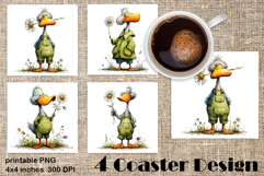 Happy Easter Square Coaster Sublimation. Funny duck Product Image 1