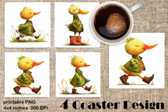 Happy Easter Square Coaster Sublimation. Funny duck Product Image 1