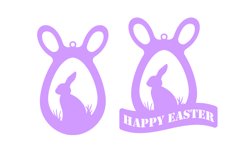 Bunny Happy Easter Egg Tag, Laser Cut &amp; Paper Cut Design Product Image 2