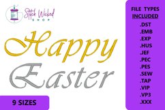 Happy Easter Traditional Script Font Machine Embroidery File Product Image 1