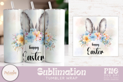 Easter bunny ears sublimation png design being used as Easter 20 oz tumbler wrap print