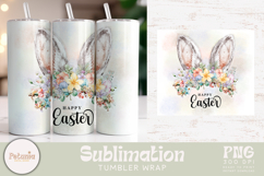 Easter bunny ears sublimation png design being used as Easter 20 oz tumbler wrap print
