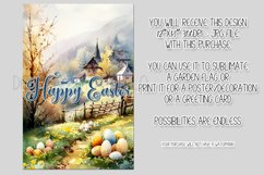 Watercolor Country Church Easter Garden Flag Sublimation Product Image 2
