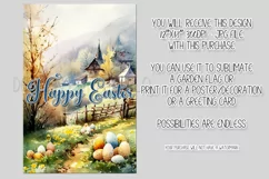 Watercolor Country Church Easter Garden Flag Sublimation Product Image 2