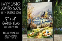 Watercolor Country Church Easter Garden Flag Sublimation Product Image 1
