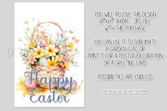 Watercolor Happy Easter Basket Garden Flag Sublimation, d1 Product Image 2
