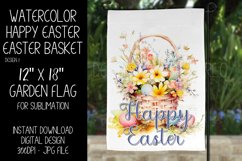 Watercolor Happy Easter Basket Garden Flag Sublimation, d1 Product Image 1