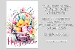 Watercolor Happy Easter Basket Garden Flag Sublimation, d2 Product Image 2
