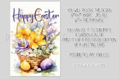 Watercolor Happy Easter Basket Garden Flag Sublimation, d3 Product Image 2