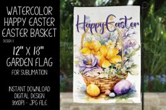 Watercolor Happy Easter Basket Garden Flag Sublimation, d3 Product Image 1