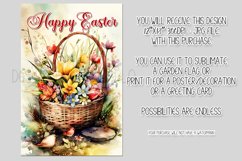 Watercolor Happy Easter Basket Garden Flag Sublimation, d4 Product Image 2