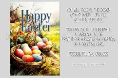 Watercolor Happy Easter Eggs Basket Garden Flag Sublimation Product Image 2