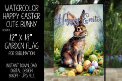 Watercolor Happy Easter Cute Bunny Garden Flag Sublimation 2 Product Image 1
