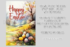 Watercolor Happy Easter Meadow Garden Flag Sublimation Product Image 2