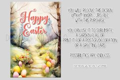 Watercolor Happy Easter In the Woods Garden Flag Sublimation Product Image 2