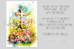 Watercolor Happy Easter Cross Flowers Garden Flag Design 1 Product Image 2
