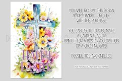 Watercolor Happy Easter Cross Flowers Garden Flag Design 3 Product Image 2