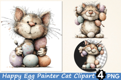 Happy Egg Painter Cat Clipart Product Image 1