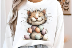 Happy Egg Painter Cat Clipart Product Image 2