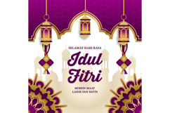 Happy eid mubarak and selamat hari raya idul fitri banner te Product Image 1