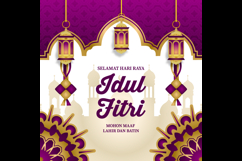 Happy eid mubarak and selamat hari raya idul fitri banner te Product Image 2