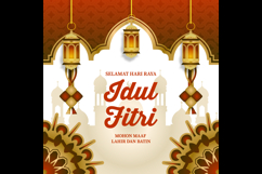 Happy eid mubarak and selamat hari raya idul fitri banner te Product Image 2