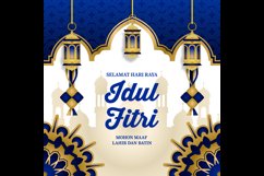 Happy eid mubarak and selamat hari raya idul fitri banner te Product Image 2
