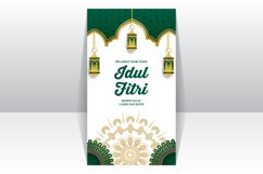 Happy eid mubarak and selamat hari raya idul fitri social me Product Image 1