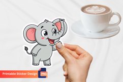 Happy Elephant Sticker, Elephant Art Sticker, Animal Sticker Product Image 1