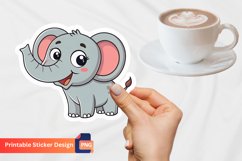 Happy Elephant Sticker, Elephant Art Sticker, Animal Sticker Product Image 1