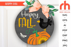 happy fall svg, autumn hanger svg, fall door sign svg, laser cut file, layered fall sign svg, welcome sign svg, pumpkin silhouette, harvest sign svg, thanksgiving svg, stack of crows svg, totem raven svg, glowforge cut file, cricut cut file