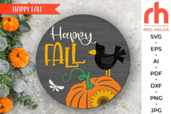 happy fall svg, autumn hanger svg, fall door sign svg, laser cut file, layered fall sign svg, welcome sign svg, pumpkin silhouette, harvest sign svg, thanksgiving svg, stack of crows svg, totem raven svg, glowforge cut file, cricut cut file